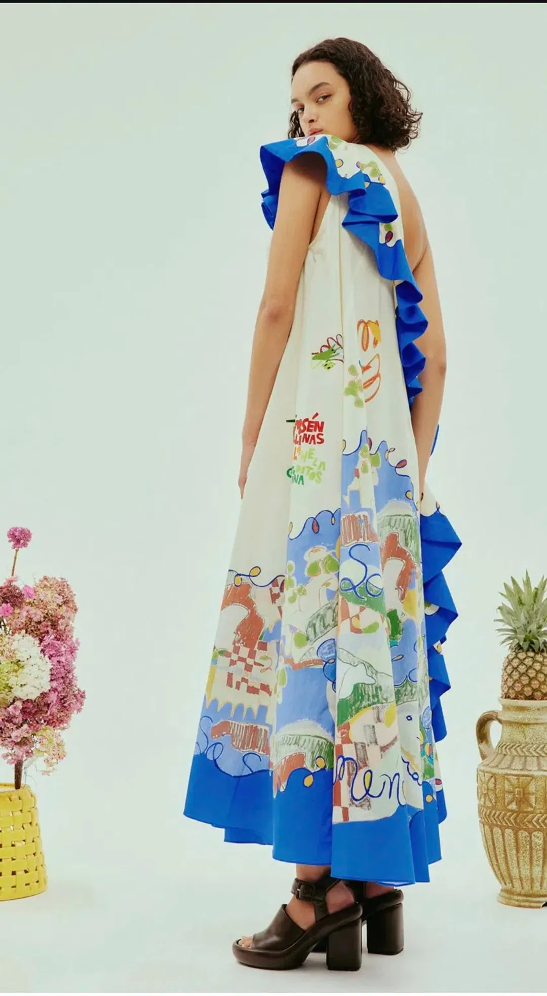 Alemais Nadia Dress One Shoulder Ruffle Maxi Print Size AU 16 for rent on The Volte - main image