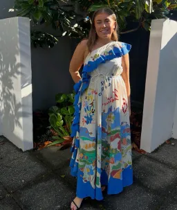 Alemais Nadia Dress One Shoulder Ruffle Maxi Print Size AU 16 for rent on The Volte - image 3