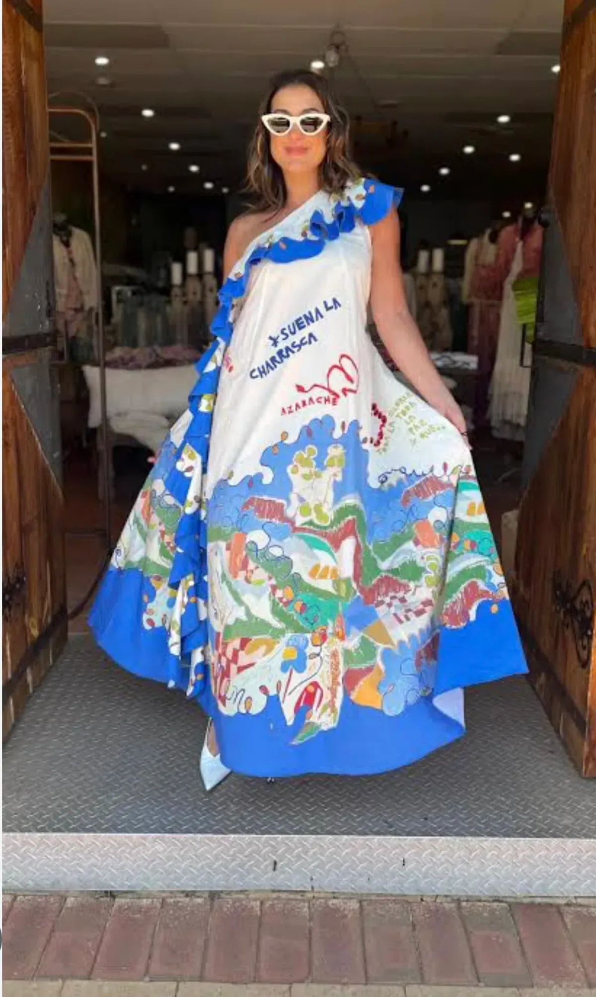 Alemais Nadia Dress One Shoulder Ruffle Maxi Print Size AU 16 for rent on The Volte - main image