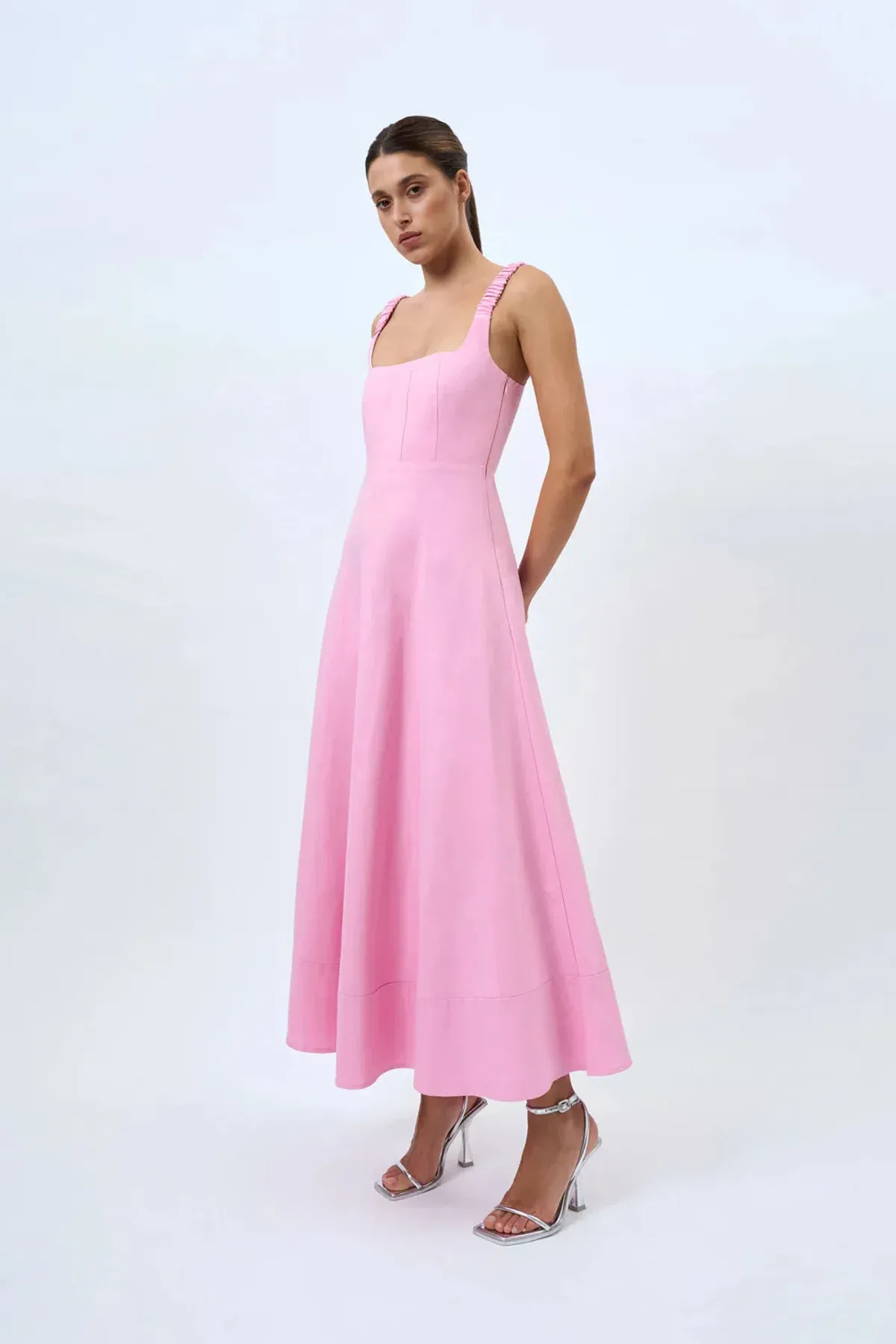 By Johnny Daphne Bust Midi Dress Taffy Pink Size AU 10 - Image 4
