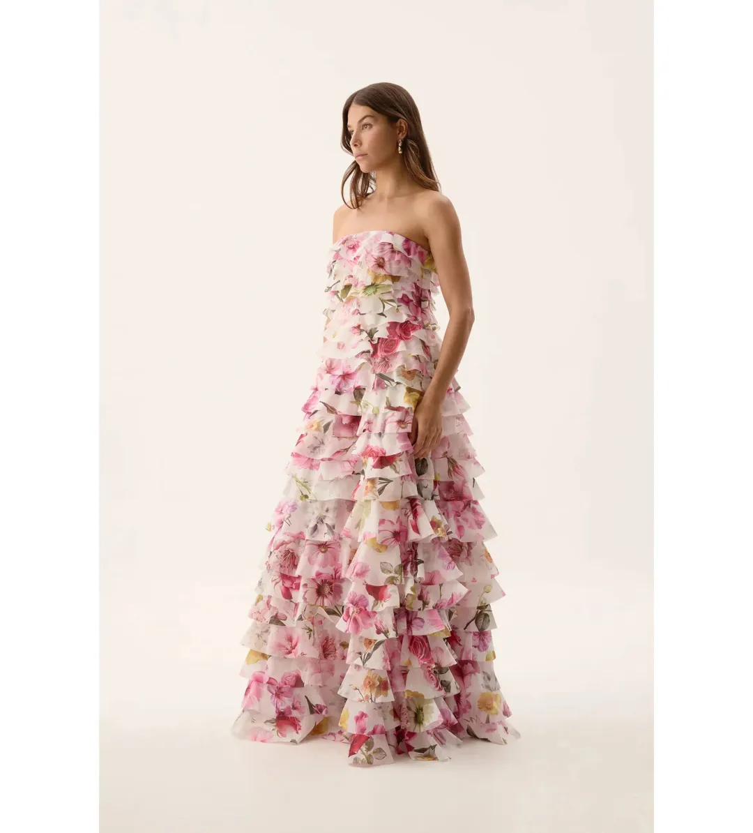 Aje Fleur Pleated Gown in Collage Floral Size AU 8 for rent on The Volte - main image