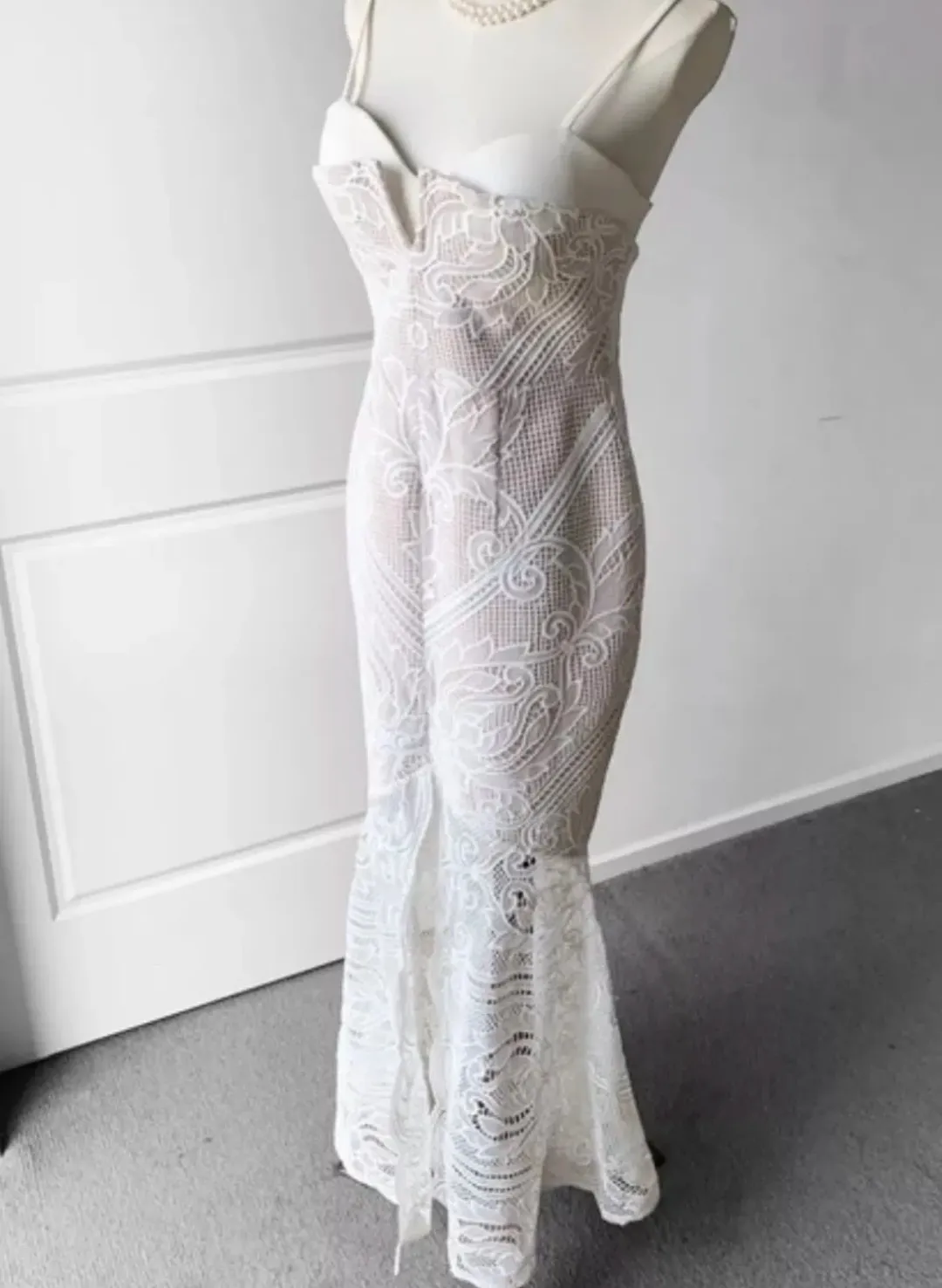 Sheike Lunar Lace Maxi Ivory Size 16 for rent on The Volte - main image