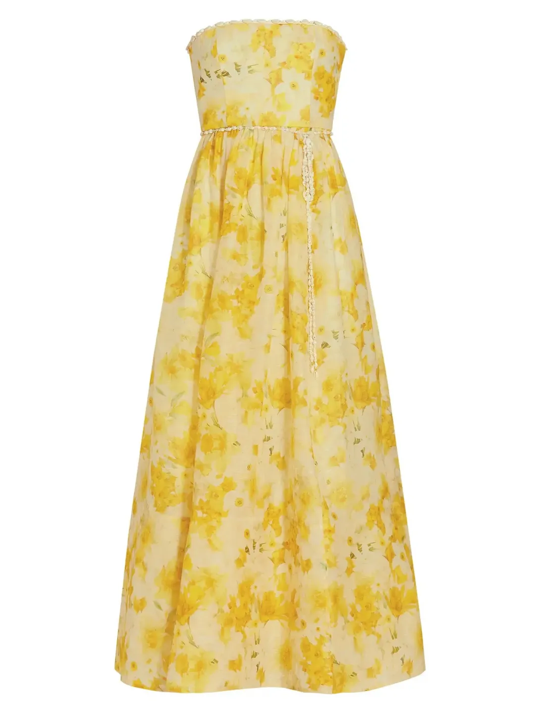 Zimmermann Wonderland Strapless Maxi Dress Daffodil Floral Print Size 0 / AU 8 for rent on The Volte - main image