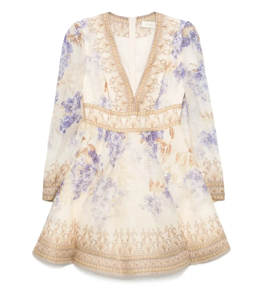 Zimmermann Dawning Plunge Mini Dress Multi Hydrangea Size 2/AU 12 for rent on The Volte - main image
