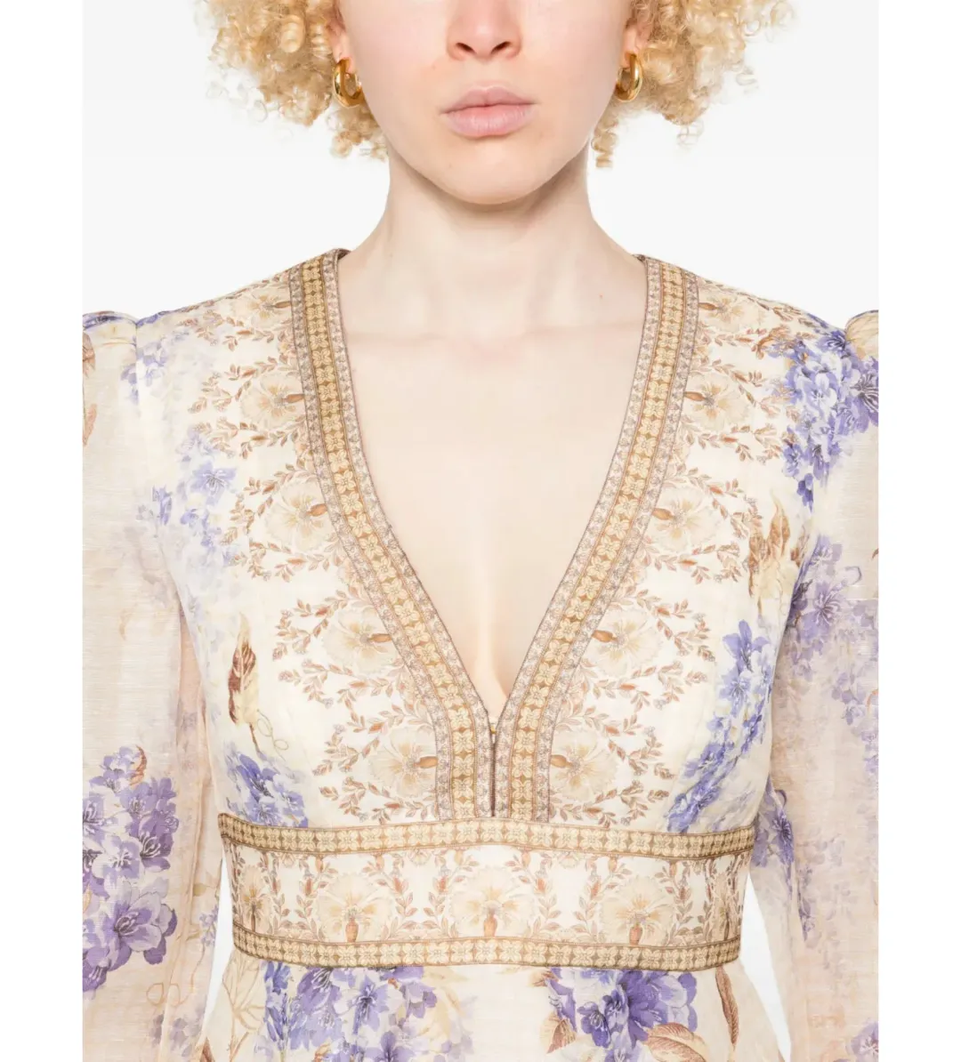 Zimmermann Dawning Plunge Mini Dress Multi Hydrangea Size 2/AU 12 for rent on The Volte - main image