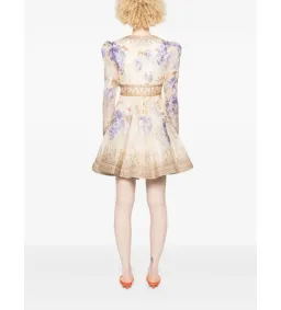 Zimmermann Dawning Plunge Mini Dress Multi Hydrangea Size 2/AU 12 for rent on The Volte - image 3