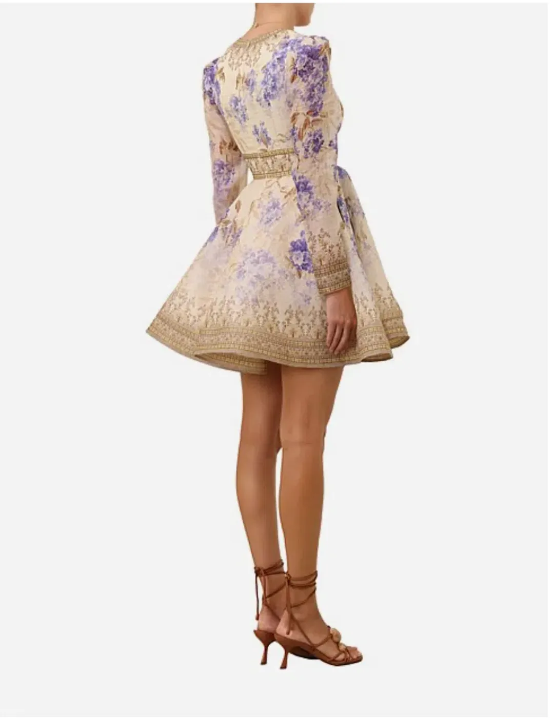 Zimmermann Dawning Plunge Mini Dress Lilac Floral Size 12 for rent on The Volte - main image