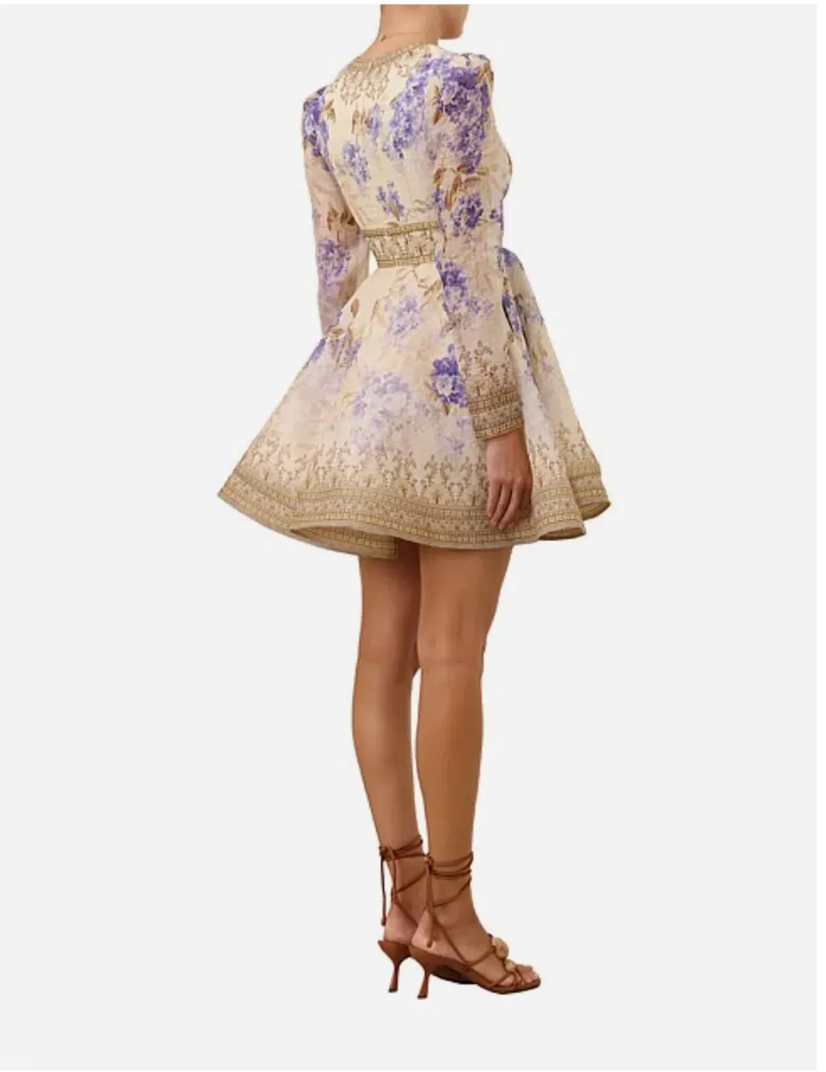 Zimmermann Dawning Plunge Mini Dress Lilac Floral Size 12 - Image 2