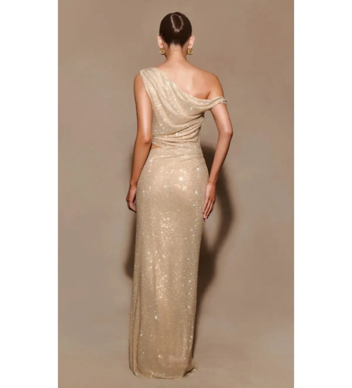 Meshki Kenny Diamante Maxi Gown Gold Size 4 - Image 6
