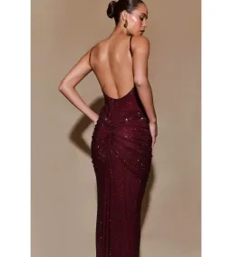 Meshki Roisin Diamante Satin Maxi Dress Mahogany AU 4 for rent on The Volte - image 5