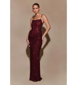 Meshki Roisin Diamante Satin Maxi Dress Mahogany AU 4 for rent on The Volte - image 2