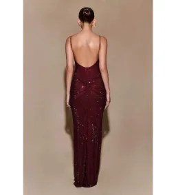 Meshki Roisin Diamante Satin Maxi Dress Mahogany AU 4 for rent on The Volte - image 3