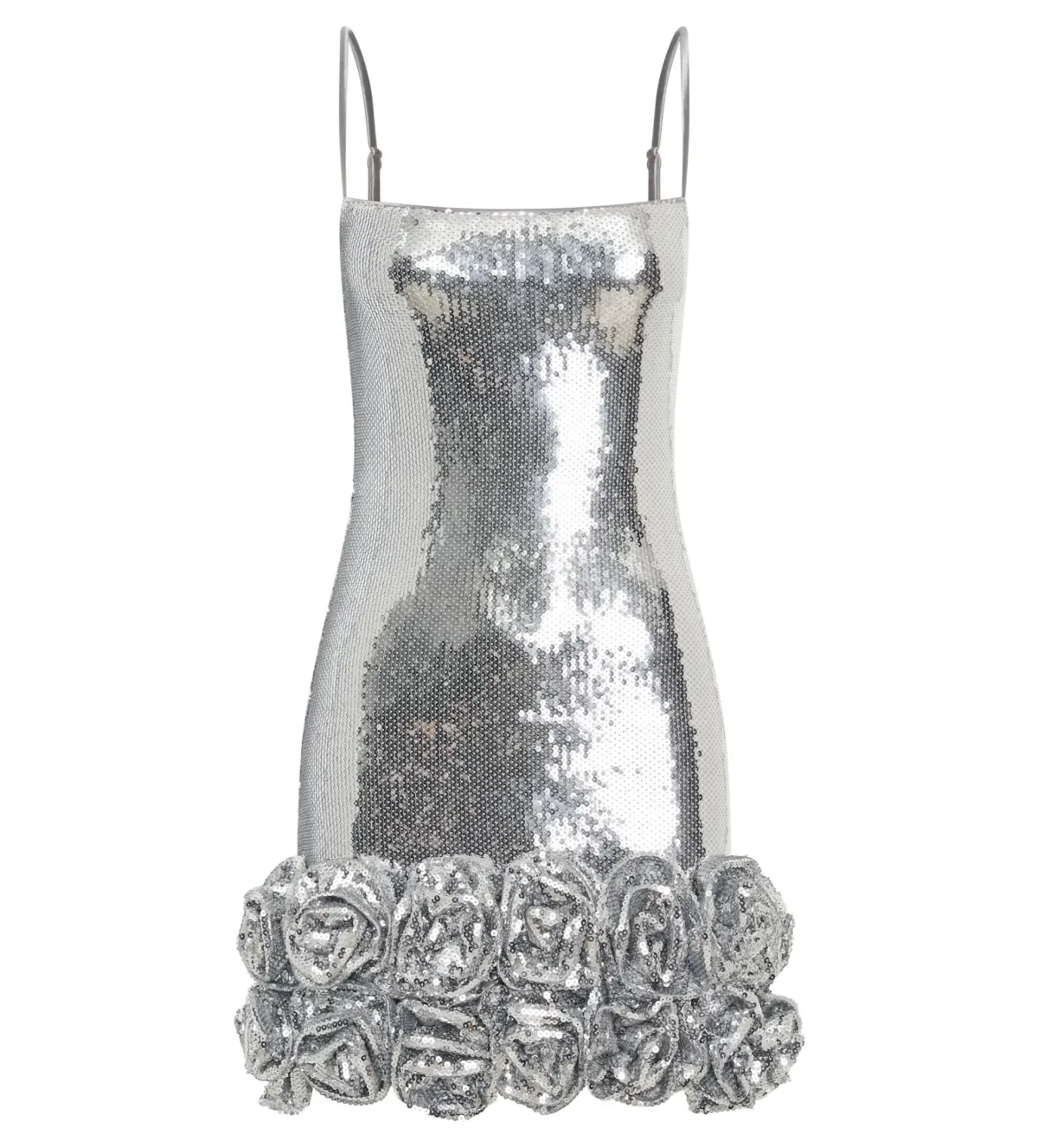 Meshki Faye Sequin Flower Mini Dress Silver Size AU 8 - Image 8