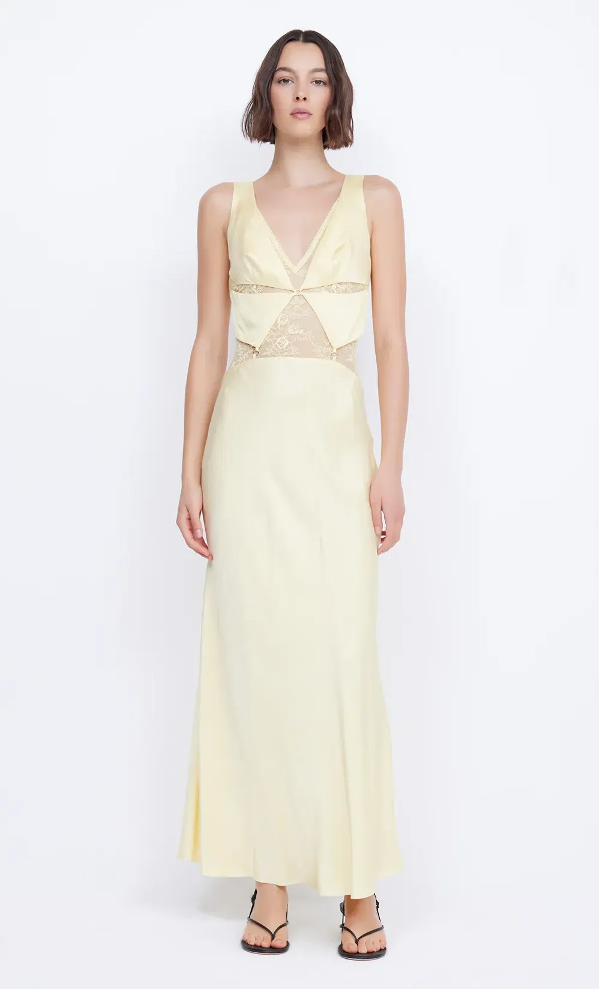 Bec & Bridge Juliette V Neck Maxi Dress Butter Yellow Size AU 10 - Image 1