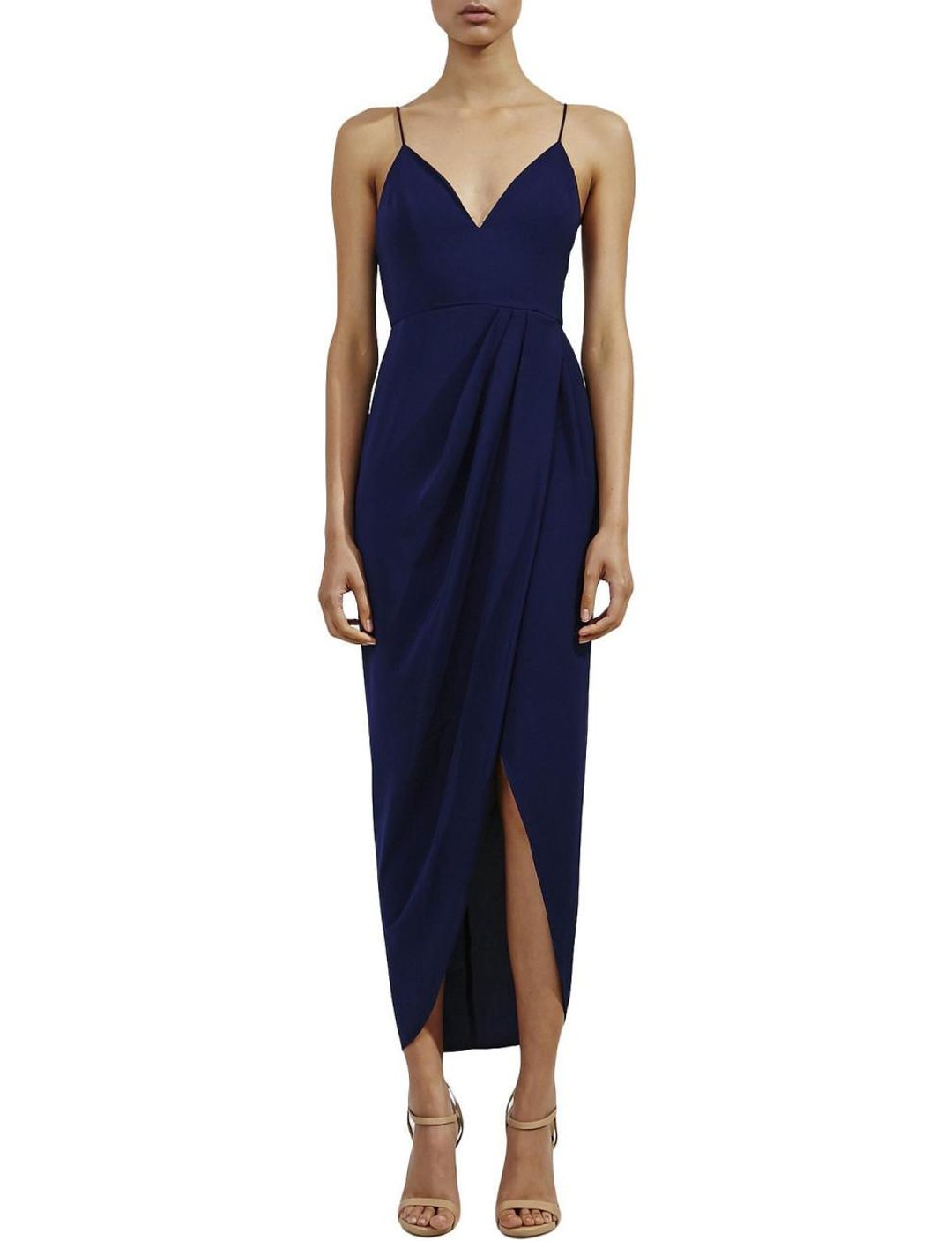 Shona Joy Core Cocktail Draped Dress Navy Size 8 for rent on The Volte - main image
