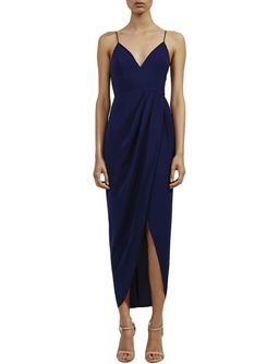 Shona Joy Core Cocktail Draped Dress Navy Size 8 for rent on The Volte - image 1