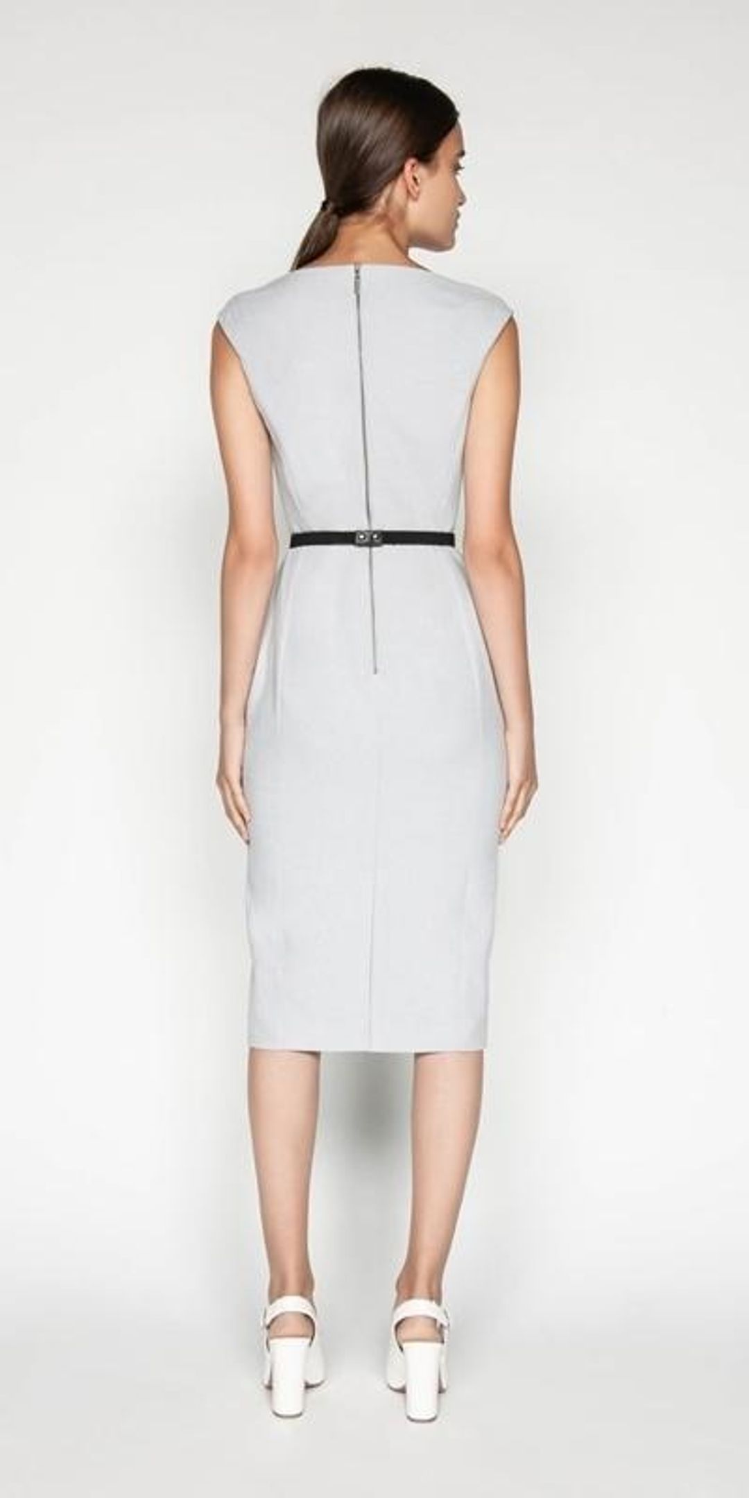 Cue Belted Textured Pencil Dress Size 6 for rent on The Volte - main image