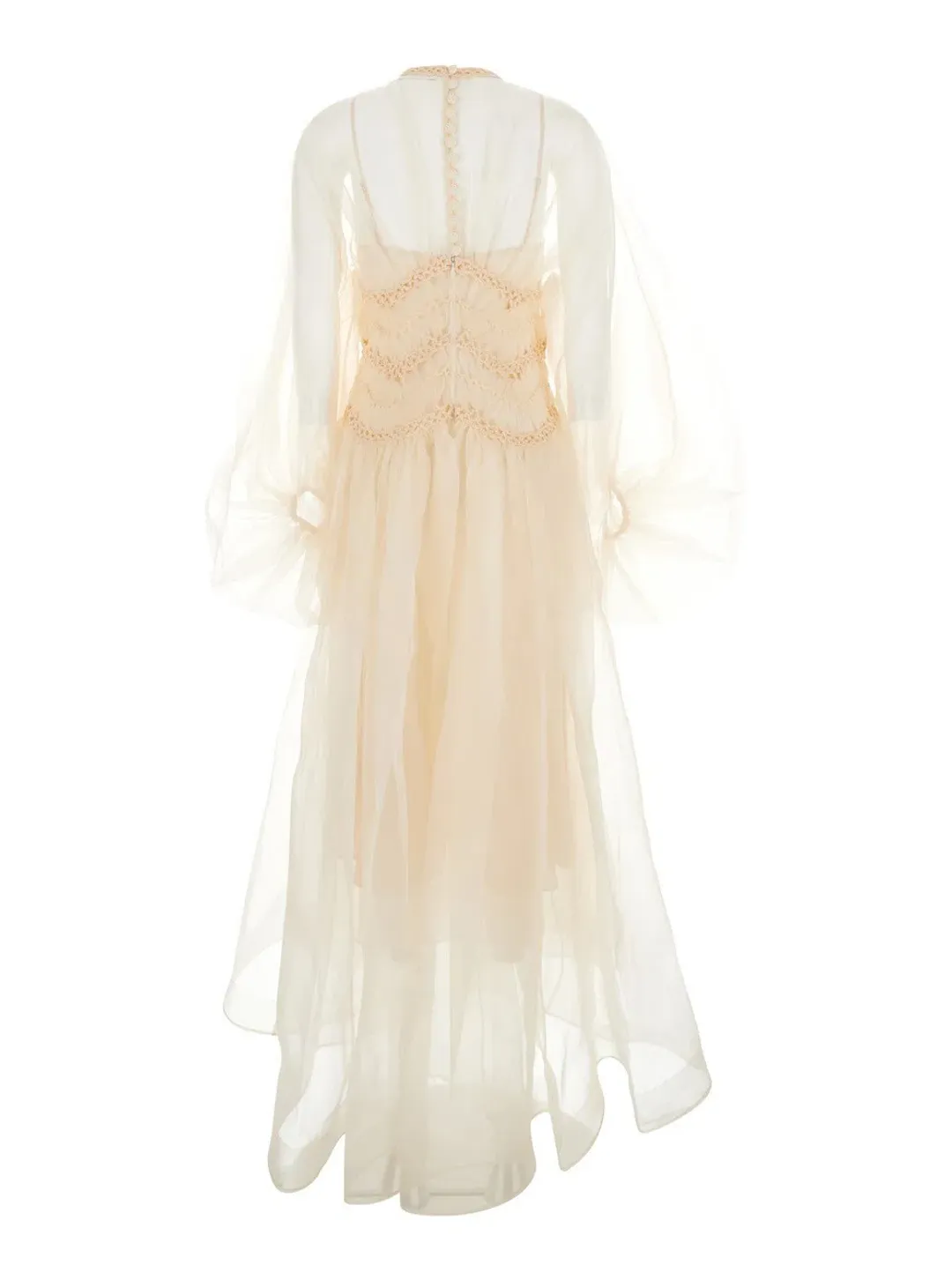 Zimmermann Illuminate Macrame Gown Midi Cream Size AU 8 for rent on The Volte - main image