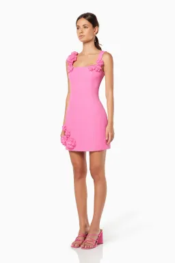 Elliatt Trompe 3D Floral Mini Dress Pink Size 14 for rent on The Volte - image 4