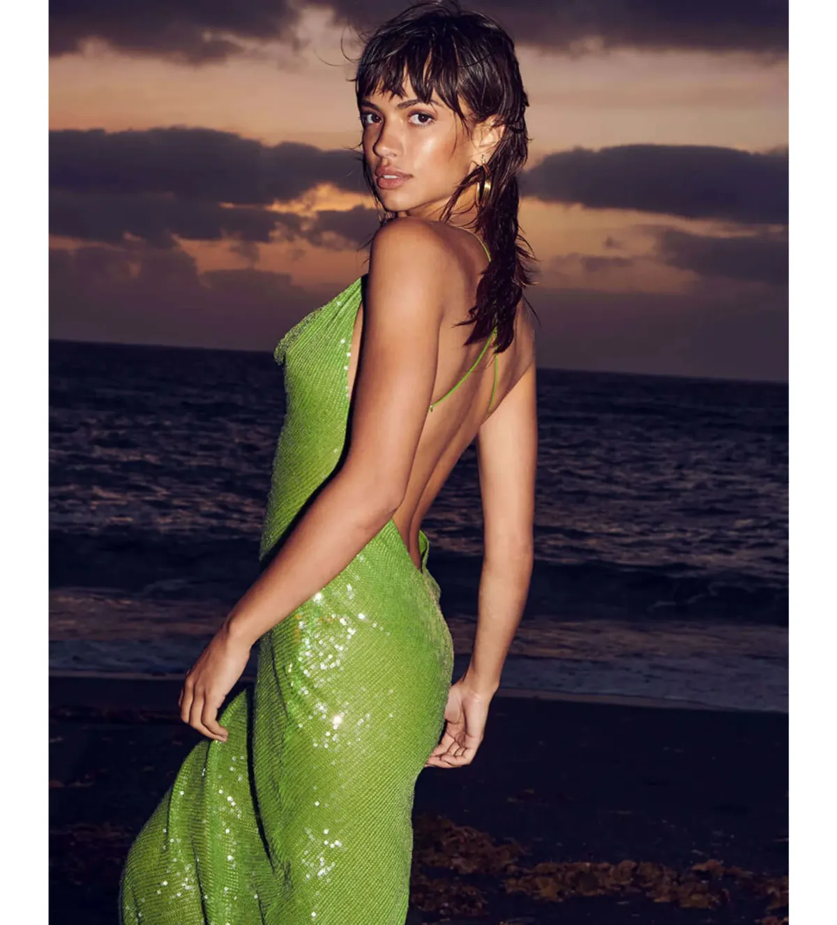 Rat & Boa Gaia Dress Green Sequin Size Small - Image 5