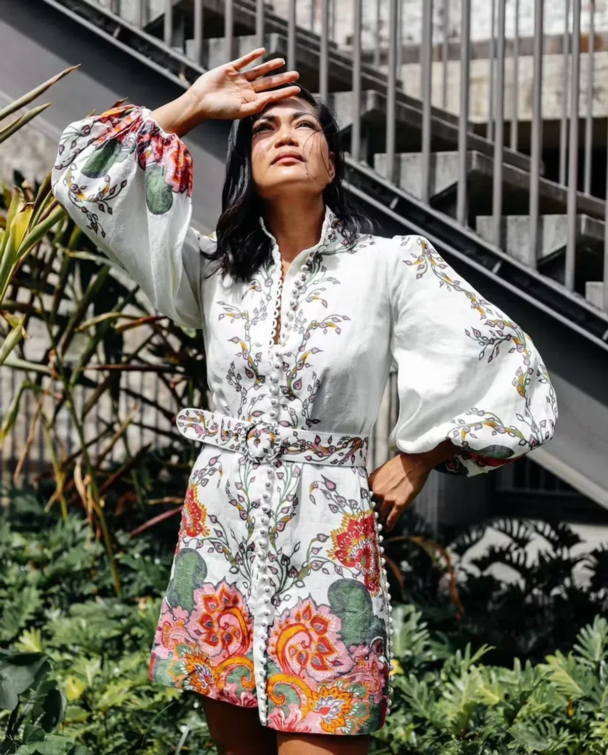 Zimmermann The Lovestruck Buttoned Tunic Mini Dress Multi Size 0/AU 8 - Image 3