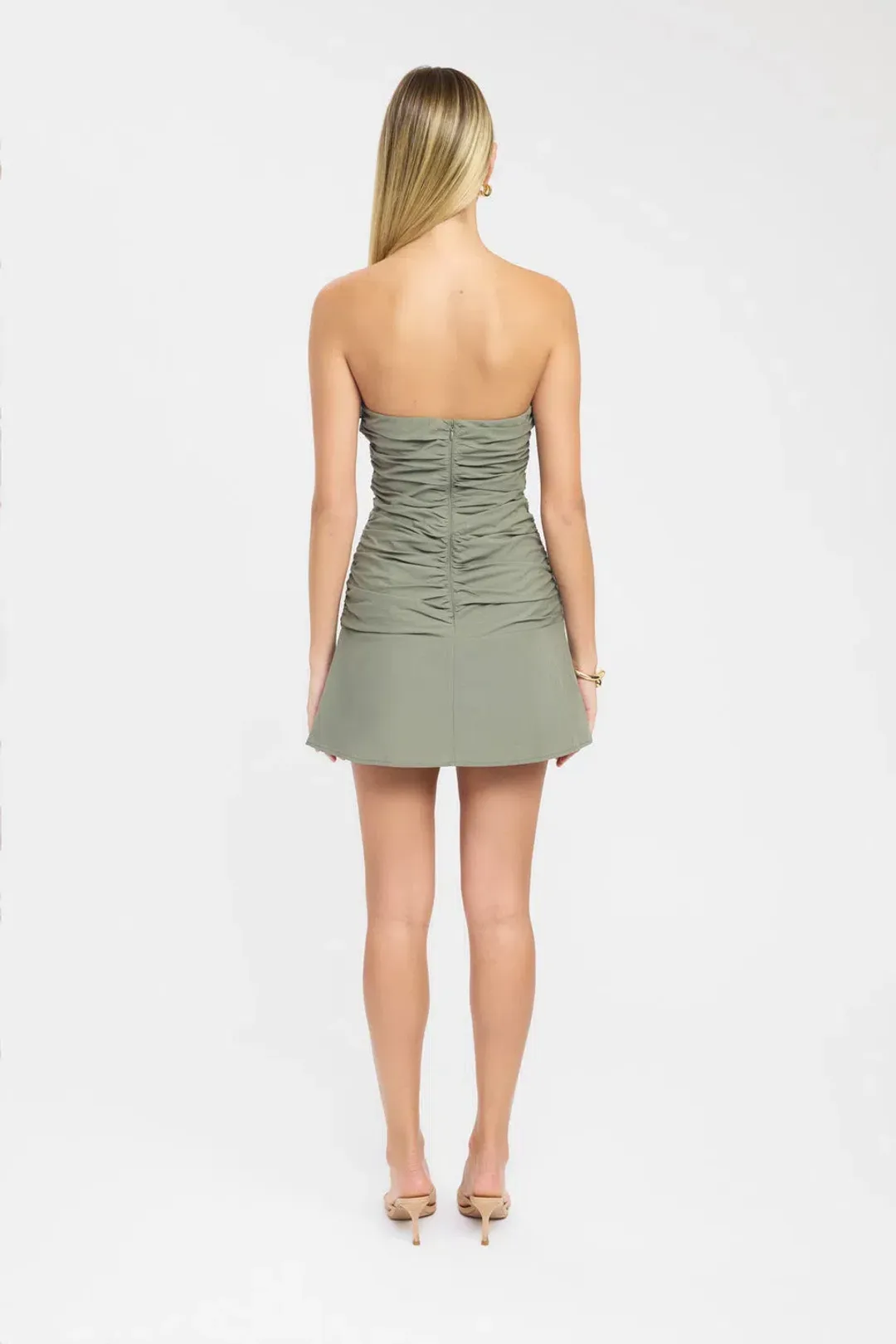 Kookai Romeo Strapless Mini Dress in Moss Size 6 for rent on The Volte - main image