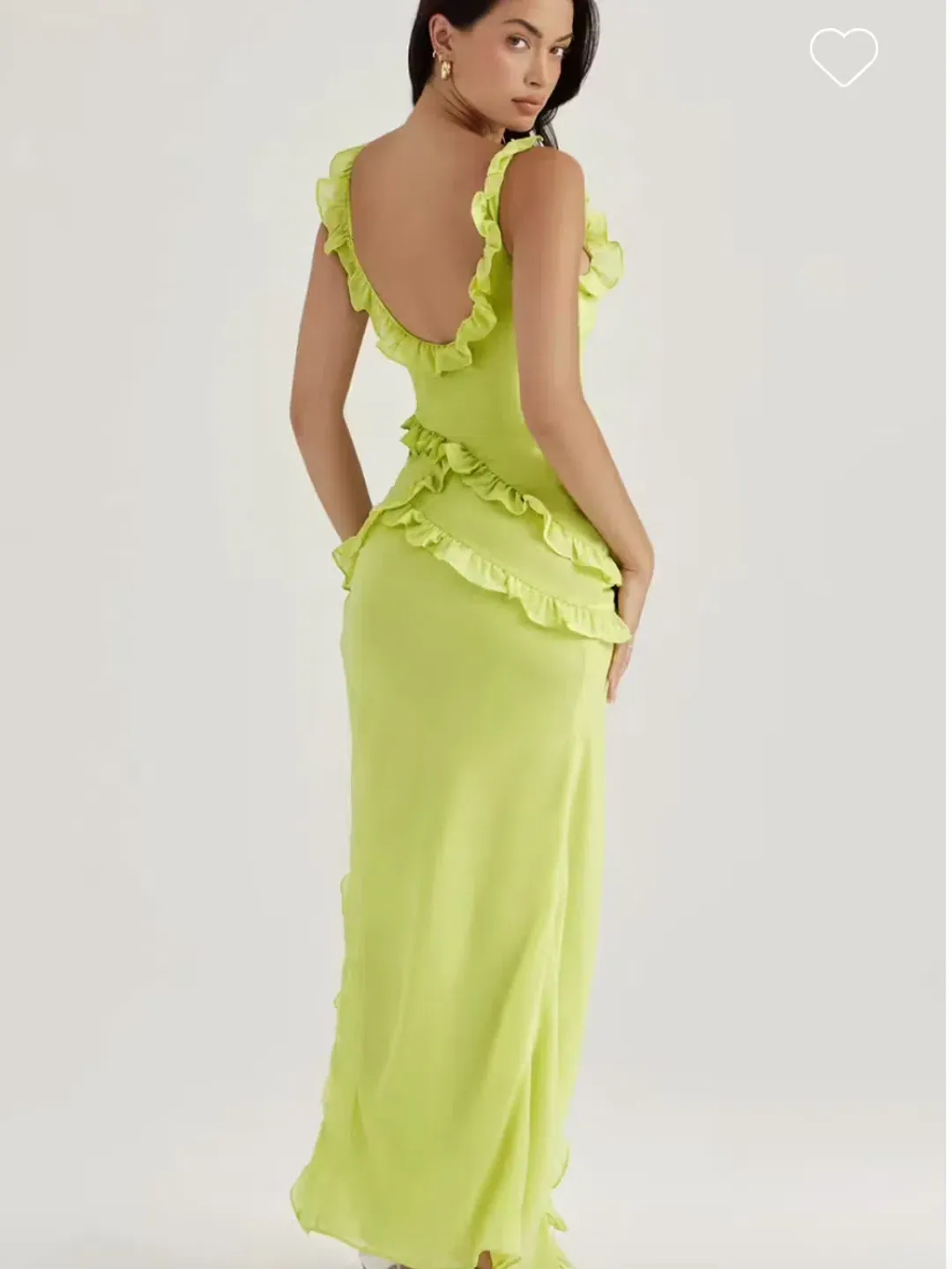 House Of CB Pixie Dress Lime Green Ruffle Front Size 10 for rent on The Volte - main image