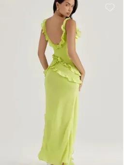 House Of CB Pixie Dress Lime Green Ruffle Front Size 10 for rent on The Volte - image 4