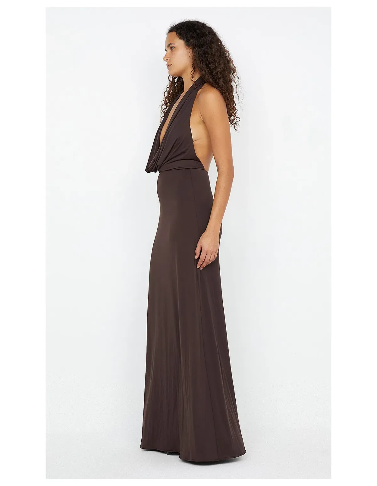Bec and Bridge Nessie Cowl Neck Maxi Dress Dark Chocolate Size AU 12 - Image 2