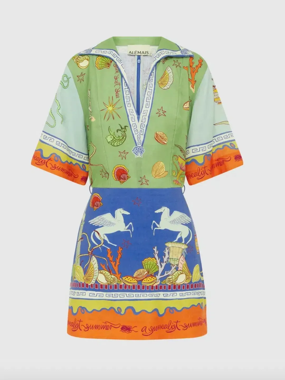 Alémais Surrealist V Neck Mini Dress Print Size 16 for rent on The Volte - main image