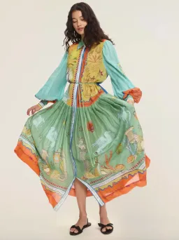 Alemais Surrealist Summer Ramie Shirtdress Midi Dress Print Size 16 for rent on The Volte - image 3
