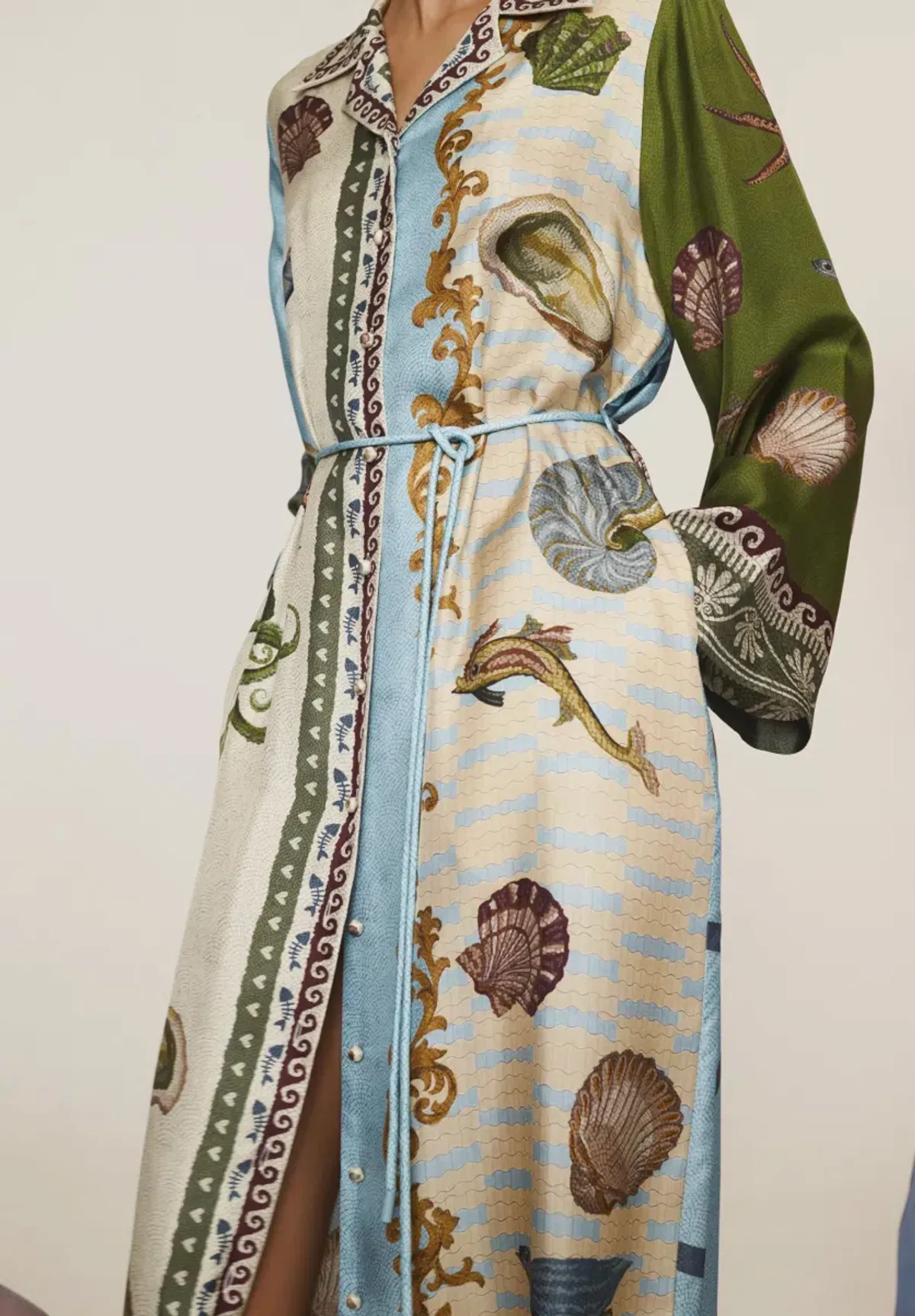 Alémais Bath House Silk Shirtdress Midi Dress Print Size 16 - Image 5