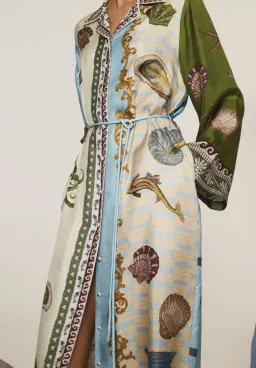 Alémais Bath House Silk Shirtdress Midi Dress Print Size 16 for rent on The Volte - image 5