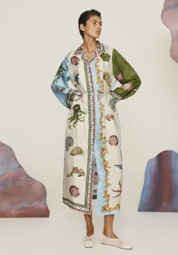 Alémais Bath House Silk Shirtdress Midi Dress Print Size 16 for rent on The Volte - image 1