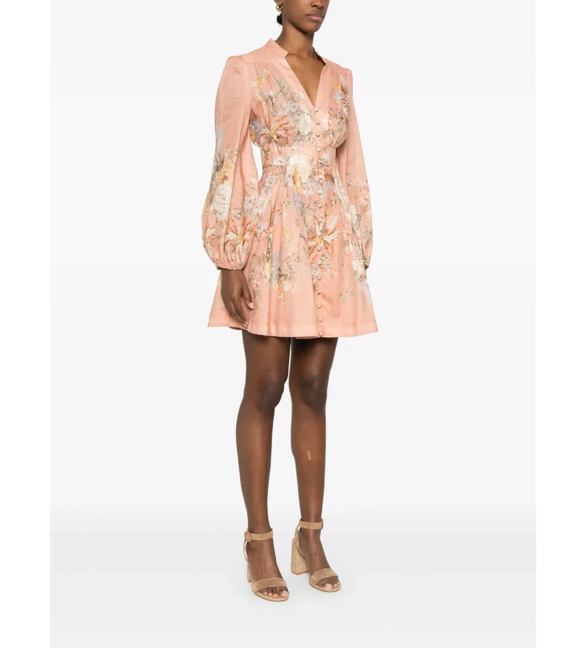 Zimmermann Tallow Plunge Mini Dress Pink Multi Floral Size AU 12 - Image 2