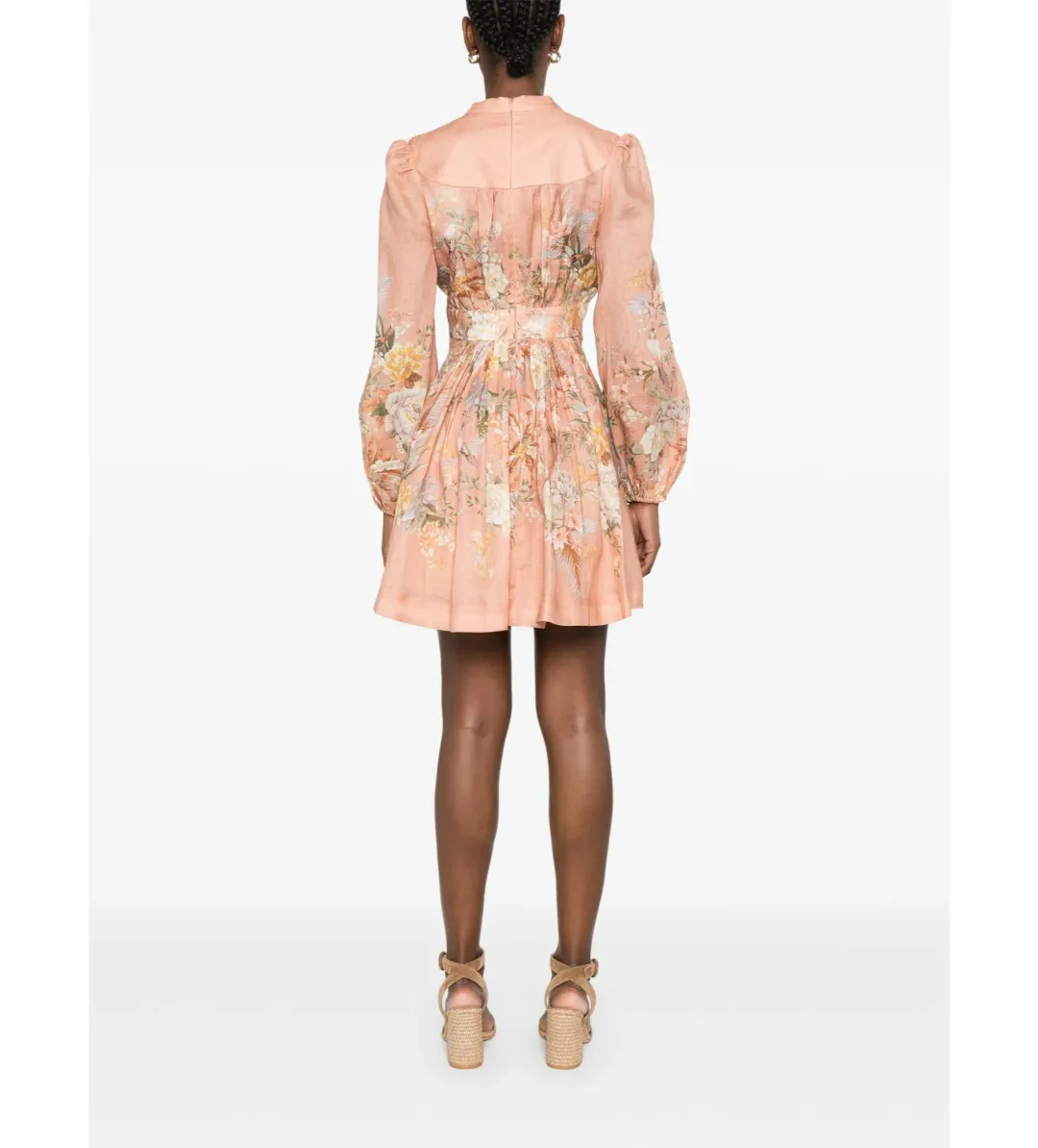 Zimmermann Tallow Plunge Mini Dress Pink Multi Floral Size AU 12 for rent on The Volte - main image