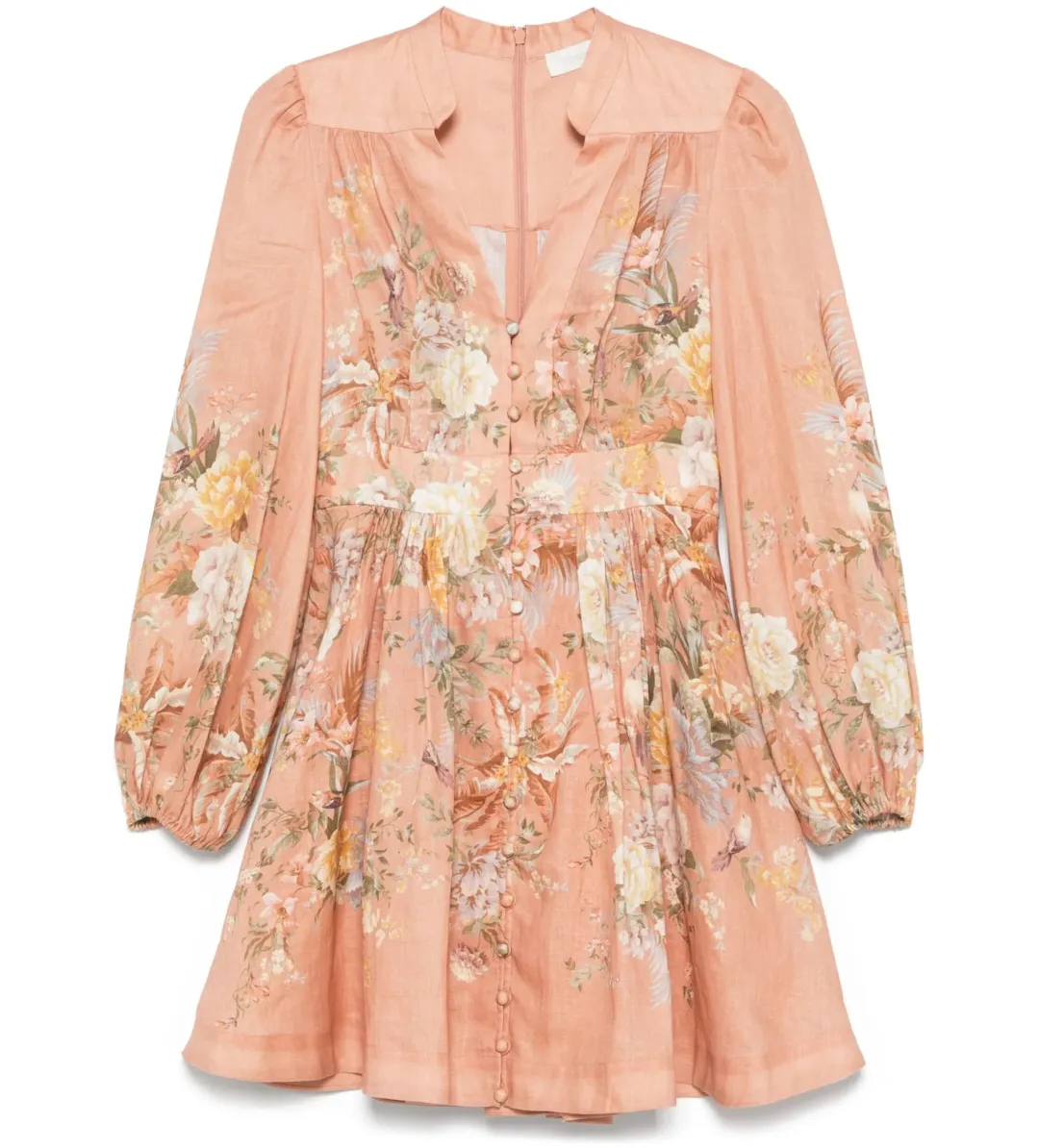Zimmermann Tallow Plunge Mini Dress Pink Multi Floral Size AU 12 for rent on The Volte - main image