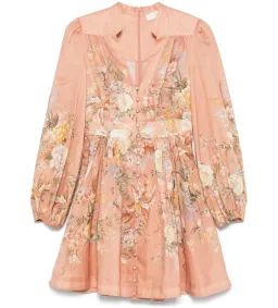 Zimmermann Tallow Plunge Mini Dress Pink Multi Floral Size AU 12 for rent on The Volte - image 7