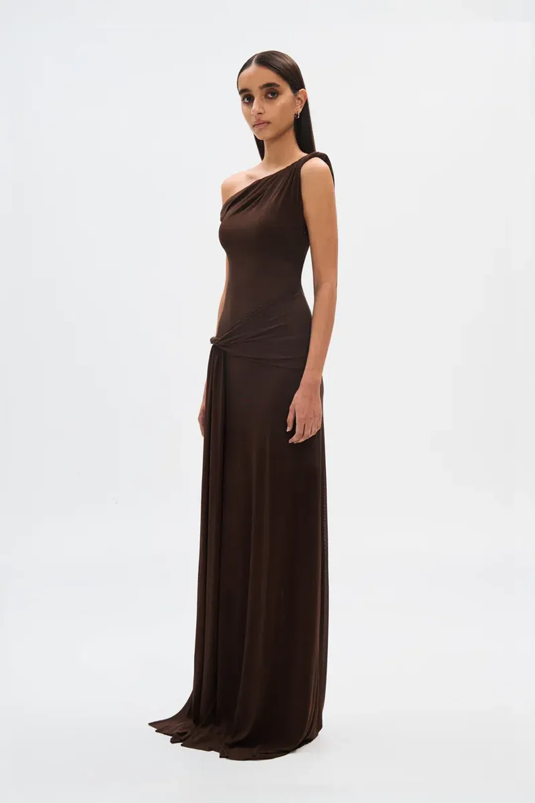 Misha The Sisal Mesh Dress ESPRESSO Size 10 for rent on The Volte - main image