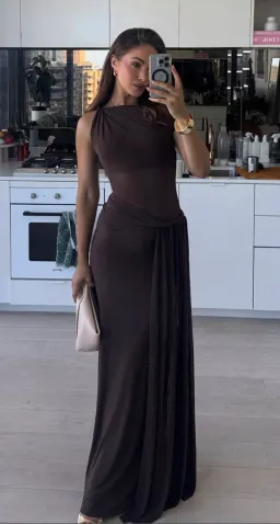 Misha The Sisal Mesh Dress ESPRESSO Size 10 for rent on The Volte - image 4