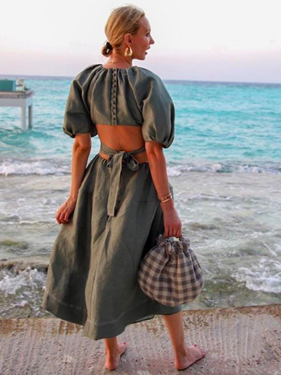 Aje Mimosa Cutout Midi Dress Green Size 8 for rent on The Volte - main image