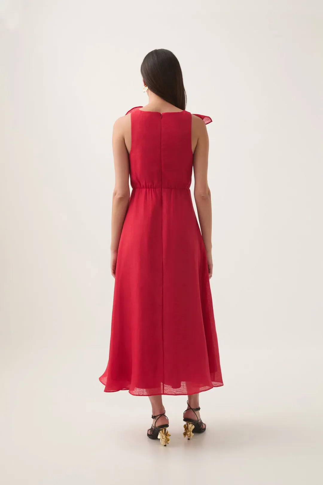 Aje Genesis Midi Dress Scarlet Red Size 10 for rent on The Volte - main image