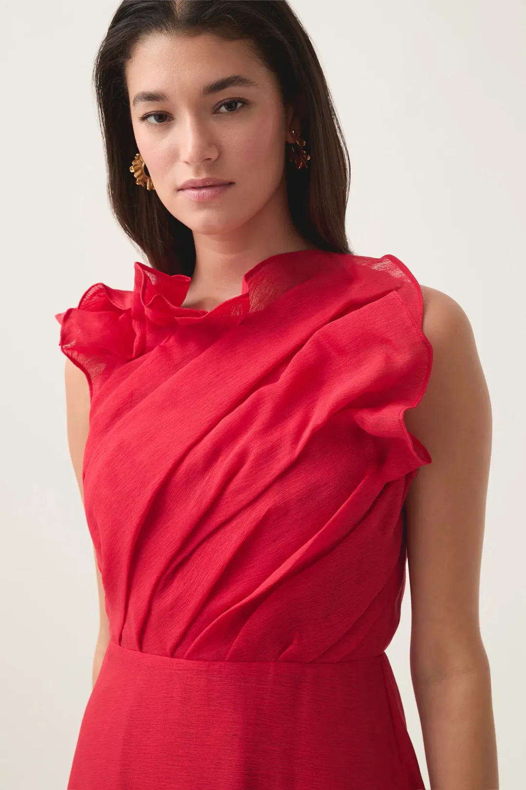 Aje Genesis Midi Dress Scarlet Red Size 10 for rent on The Volte - main image