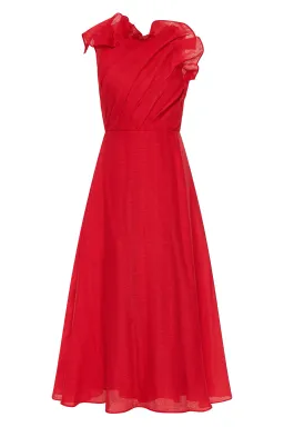 Aje Genesis Midi Dress Scarlet Red Size 10 for rent on The Volte - image 4