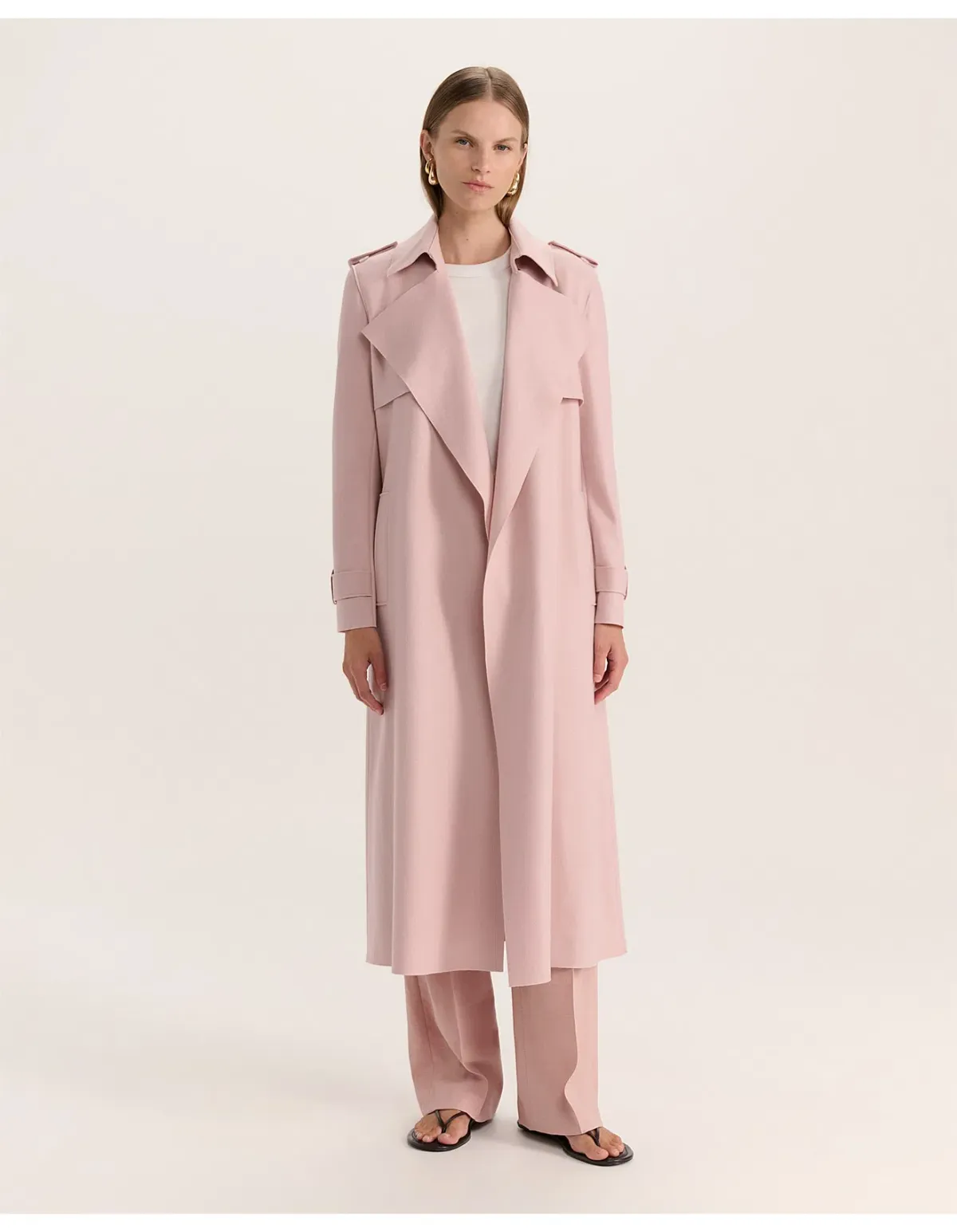 Saba Karla Longline Trench Coat Pink Salt Size AU 6 for rent on The Volte - main image