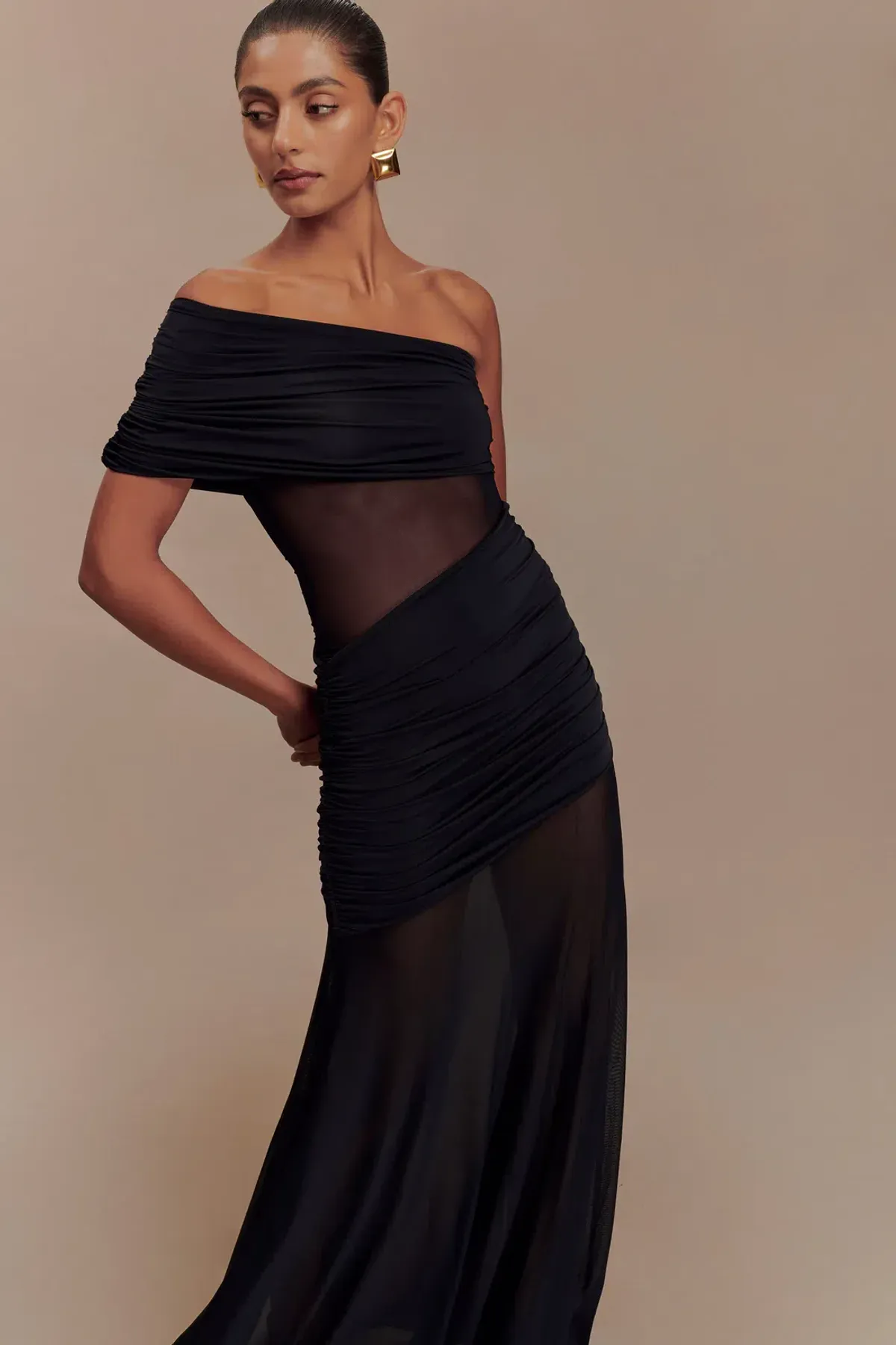 Meshki Dallas One Shoulder Mesh Maxi Dress in Black Size 10 - Image 7