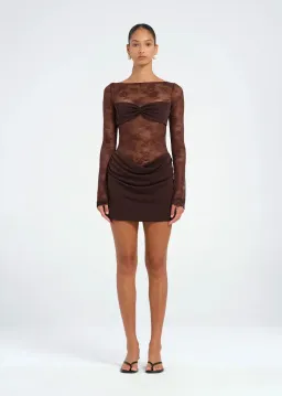 BENNI Oskar Mini Dress Brown Size 8 / AU 8 for rent on The Volte - image 1