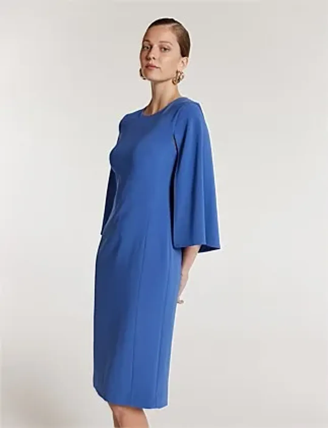 Perri Cutten Cape Sleeve Dress in Blue Size AU 16 for rent on The Volte - main image