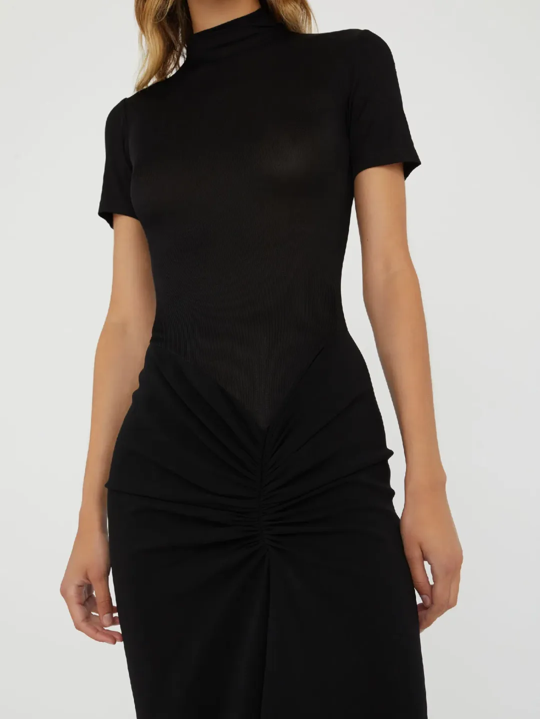 Christopher Esber Fusion Ruched Tee Gown Black Size 8 for rent on The Volte - main image