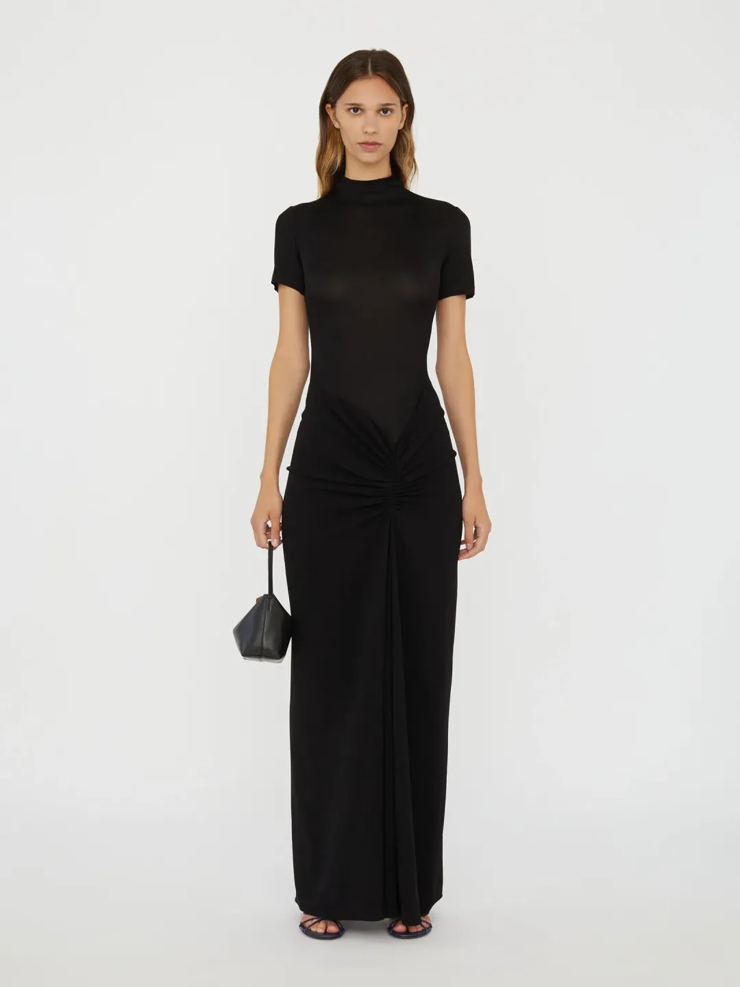 Christopher Esber Fusion Ruched Tee Gown Black Size 8 for rent on The Volte - main image